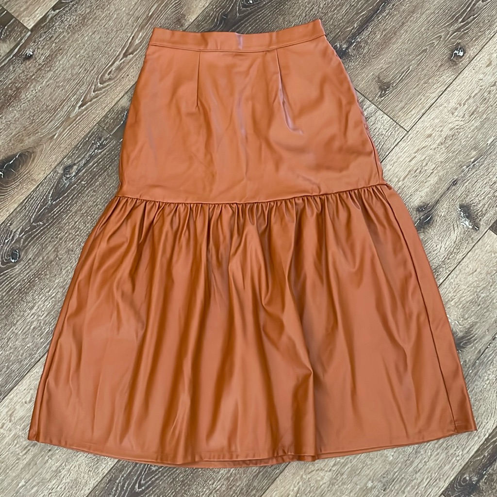 Faux Leather Tiered Skirt Pockets